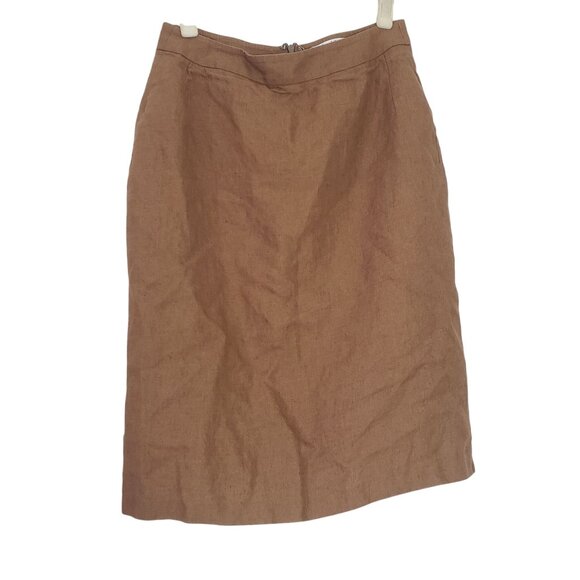 Max Mara Womens Puro Lino Linen Pencil Skirt Made in Italy Ruffle Western Boho - Picture 1 of 10